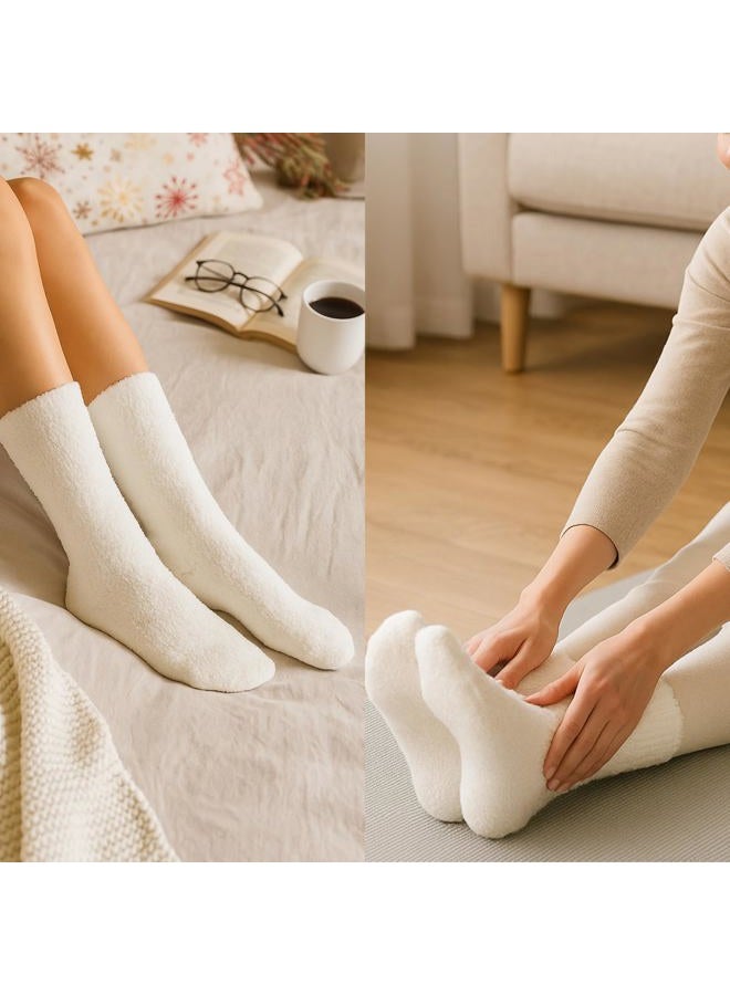 WaySoft All White Fuzzy Socks for Women or Girls Soft & Cozy Warm Sleep Lounge Socks Pack, White-1 Pair, One size - Image 2