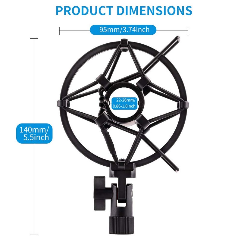 LYRCRO Microphone Shock Mount Holder Clip Mic Anti-Vibration for 22mm-26mm Diameter Dynamic Mic Like Shure SM58 58S SM57 PAG48 Sennheiser E835 E845 AKG D5S Samson Q7 Q8 Behringer Xm8500 - Image 4