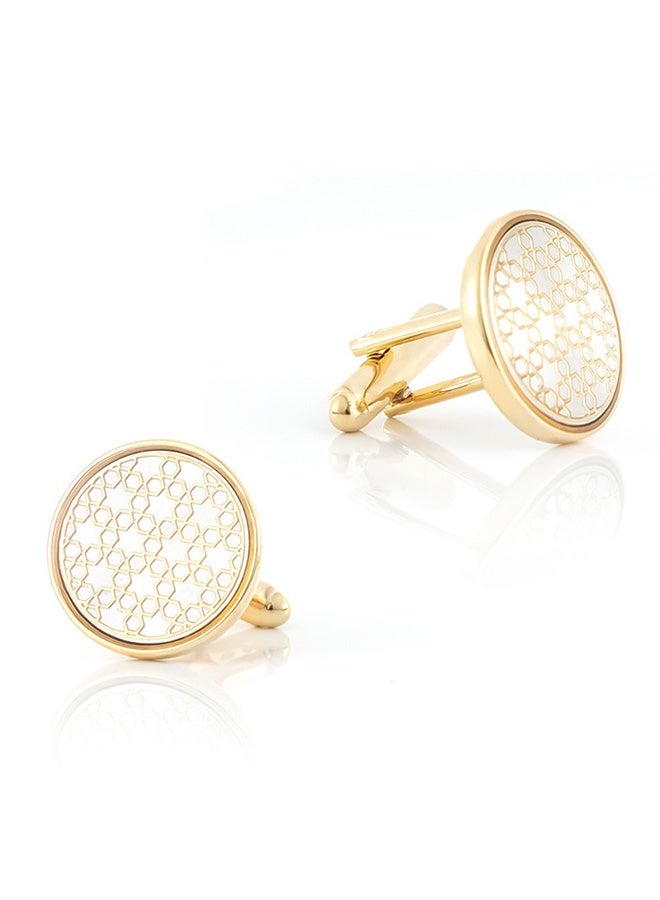 Premium Gold  Cufflinks - French Shirt Cufflinks, Round Metal Cufflinks Outlet (18mm 1 Pair) - Image 1