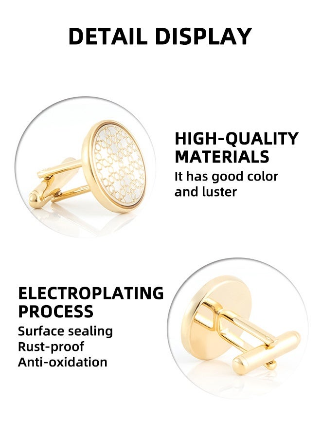 Premium Gold  Cufflinks - French Shirt Cufflinks, Round Metal Cufflinks Outlet (18mm 1 Pair) - Image 3