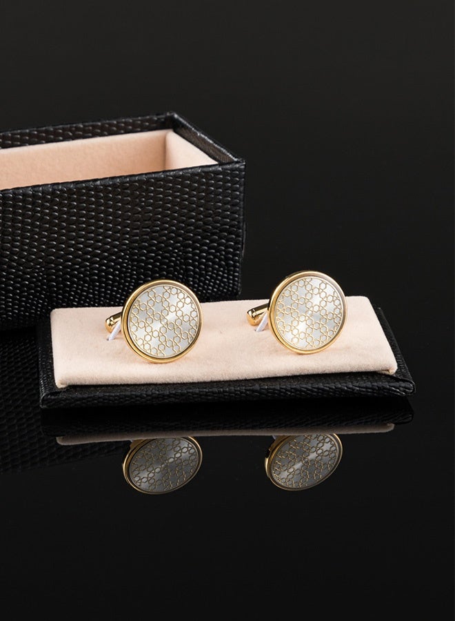 Premium Gold  Cufflinks - French Shirt Cufflinks, Round Metal Cufflinks Outlet (18mm 1 Pair) - Image 5