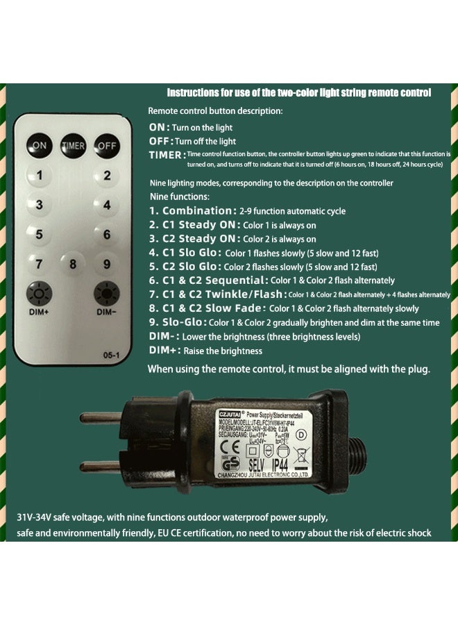 VUCATIN Premium Artificial Christmas Tree with LED Multicolored String Lights Rugged Metal Stand 9 Lighting Modes Xmas Decoration Suitable for Home Office Party New Year Decoration (D:300CM) - Image 5