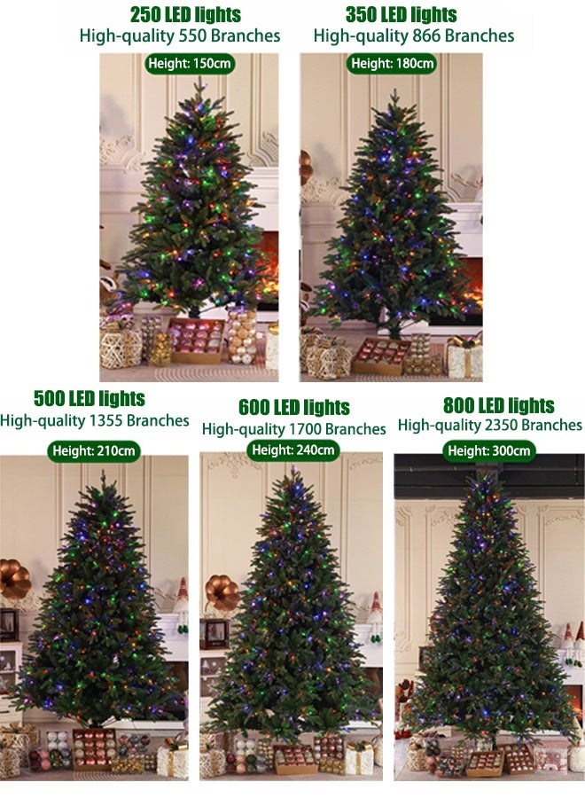 VUCATIN Premium Artificial Christmas Tree with LED Multicolored String Lights Rugged Metal Stand 9 Lighting Modes Xmas Decoration Suitable for Home Office Party New Year Decoration (D:300CM) - Image 3