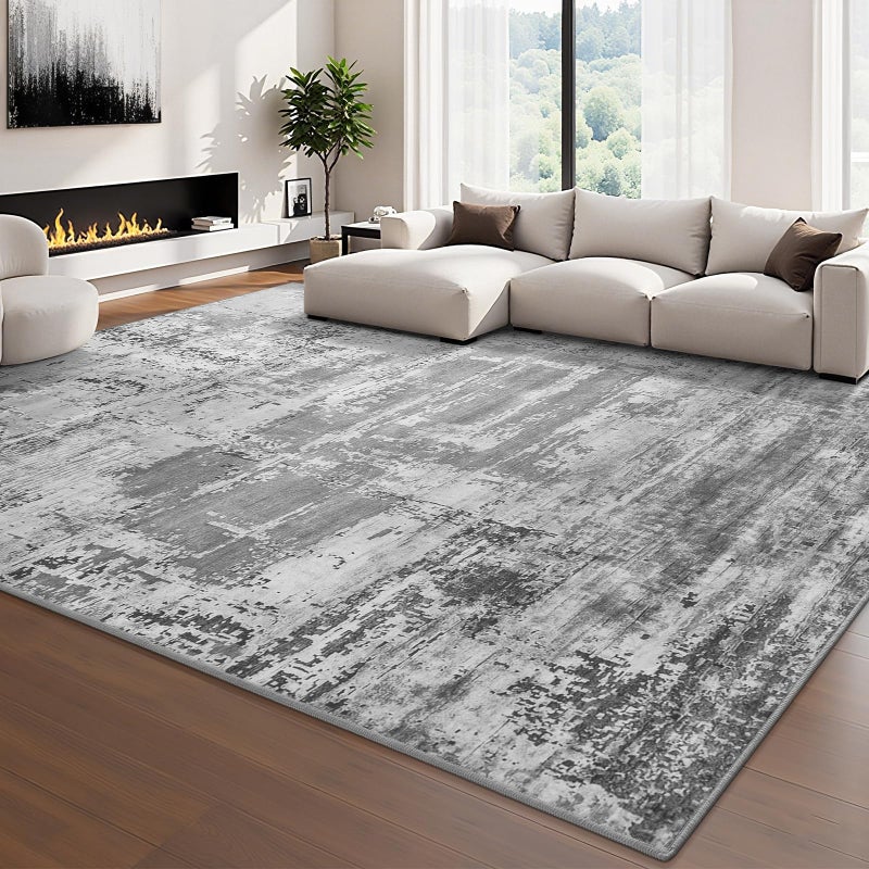 HOMORE Living Room Rug 6x9 Large Rug Grey Area Rugs Non Slip Washable Rugs for Bedroom Dining Room Abstract Carpet for Farmhouse Kids Playroom Classroom - Image 1