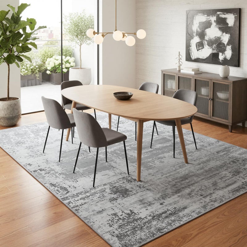 HOMORE Living Room Rug 6x9 Large Rug Grey Area Rugs Non Slip Washable Rugs for Bedroom Dining Room Abstract Carpet for Farmhouse Kids Playroom Classroom - Image 2