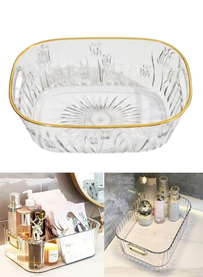 Acrylic Makeup Organizer , Bathroom Vanity Organizers and Storage, Ideal for Desk and Dresser Countertops, Great for Cosmetics, skincare, Lipsticks 30*17*10cm - Image 1