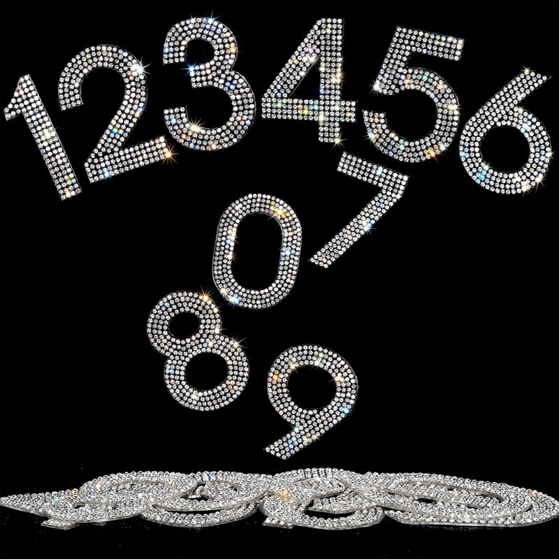 Locacrystal 40Pcs Bling Rhinestone Numbers SelfAdhesive Glitter Number Stickers for Crafts Cars Doors Mailbox 09 DIY Crystal Ironon Numbers Stickers for Clothing DecorationCrystalWhite224