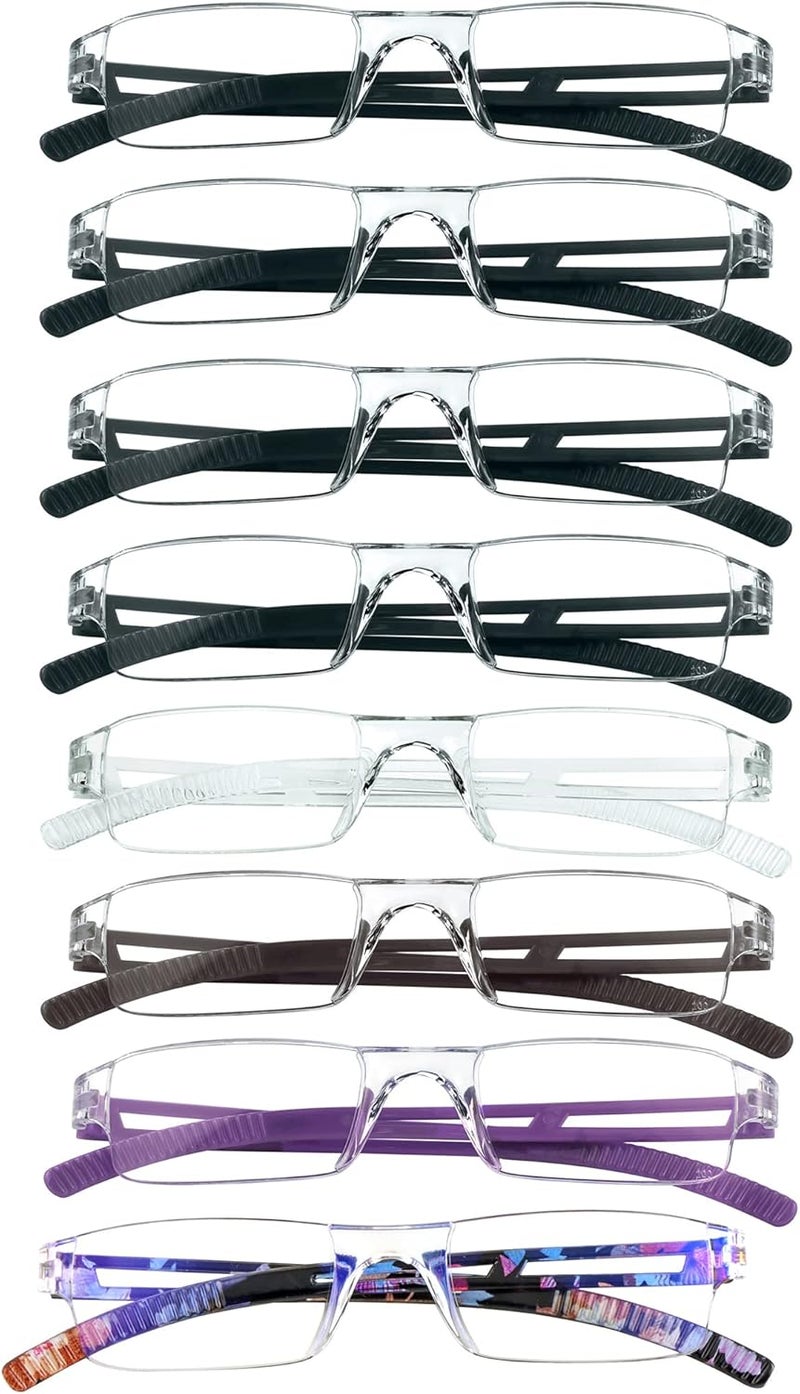 VisionGlobal 5/8 Pairs Reading Glasses, Computer Reading Glasses for Women and Men, Fashion Square Eyewear Frame - Image 1