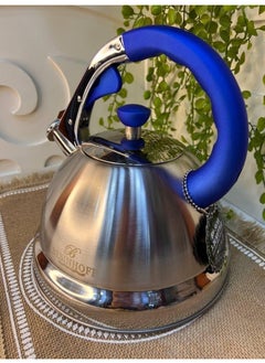 Generic Pure kettle with whistle for direct fire use, heavy duty, 3.2L lightweight cordless home kettle with traditional EL spout (Blue)  - Image 2