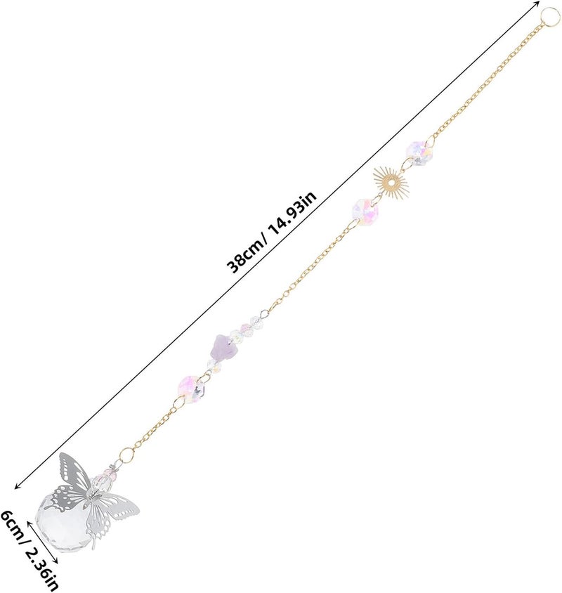 Hanging Sun Catcher Crystal Ornament with Butterfly Beads, Window Crystal Pendant for Home Decor, Colorful Prism Light Catcher for Indoor Garden and Outdoor Patio - Image 2