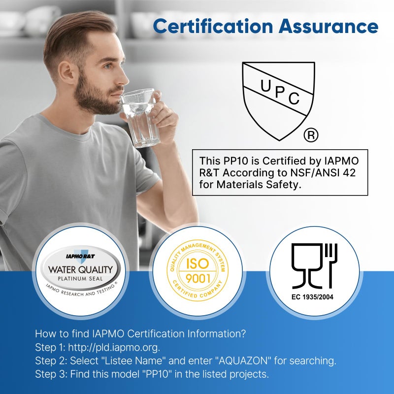 Pure Plus Pureplus 1 Micron 10"" X 2.5"" Whole House Sediment Home Water Filter Cartridge Replacement For Any 10 Inch Ro Unit  Culligan P5  Aqua-Pure Ap110  Dupont Wfpfc5002  Cfs10  Whkf-G05  6Pack - Image 2
