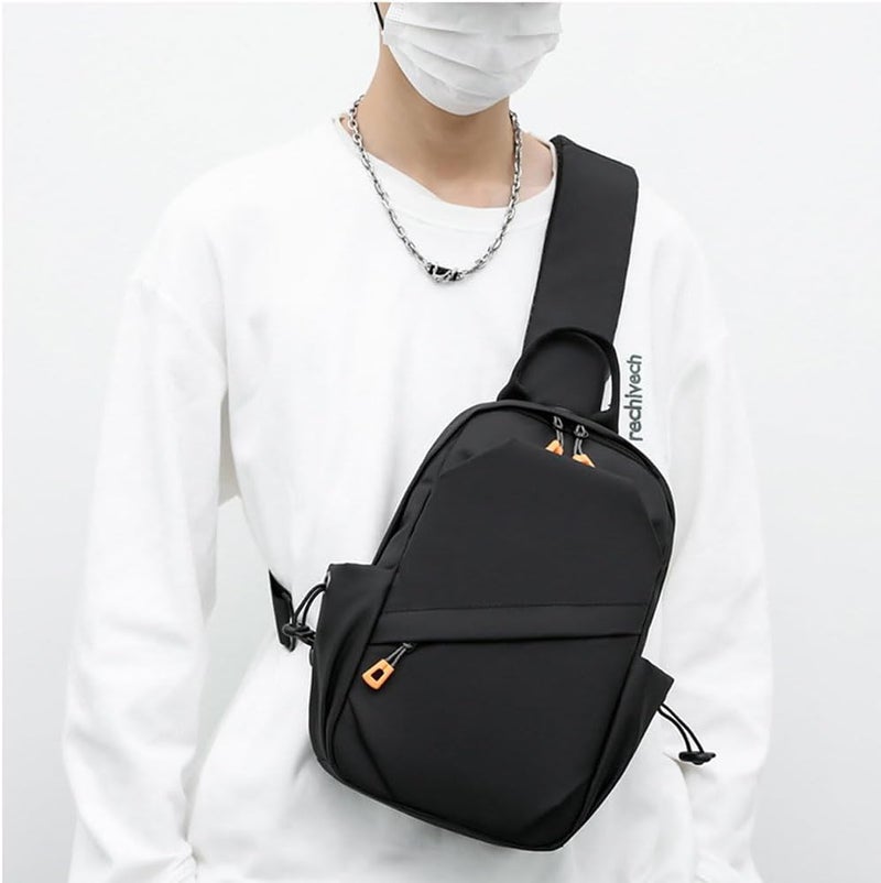 Excefore Sling Crossbody Backpack Bag for Men, Waterproof Lightweight One Strap Sling Bag with External USB Hole Design, Men's Adjustable Sling Shoulder Chest Bag for Travel Cycling Sports and Outdoor, Black - Image 2