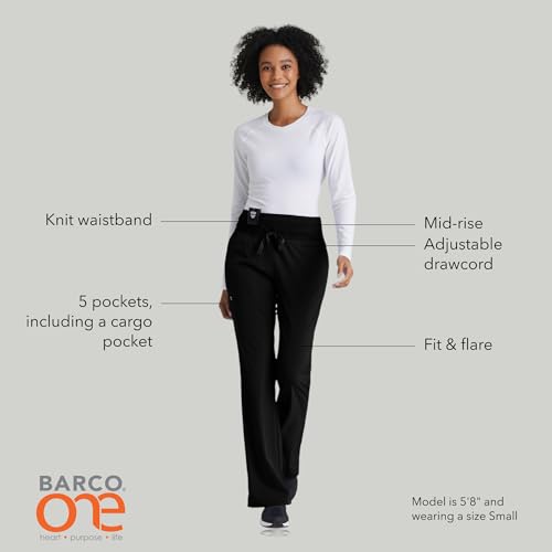 BARCO One Stride Classic Fit Scrub Pant for Women – Black, 5-Pocket Mid-Rise Pants w/ 360 Spandex Stretch, Moisture Wicking, Anti-Static and Quick-Shed –Large, Regular Fit - Image 4