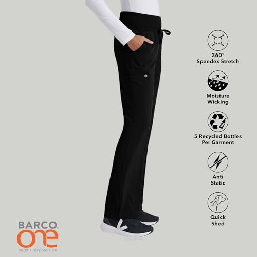 BARCO One Stride Classic Fit Scrub Pant for Women – Black, 5-Pocket Mid-Rise Pants w/ 360 Spandex Stretch, Moisture Wicking, Anti-Static and Quick-Shed –Large, Regular Fit - Image 3