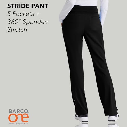 BARCO One Stride Classic Fit Scrub Pant for Women – Black, 5-Pocket Mid-Rise Pants w/ 360 Spandex Stretch, Moisture Wicking, Anti-Static and Quick-Shed –Large, Regular Fit - Image 2