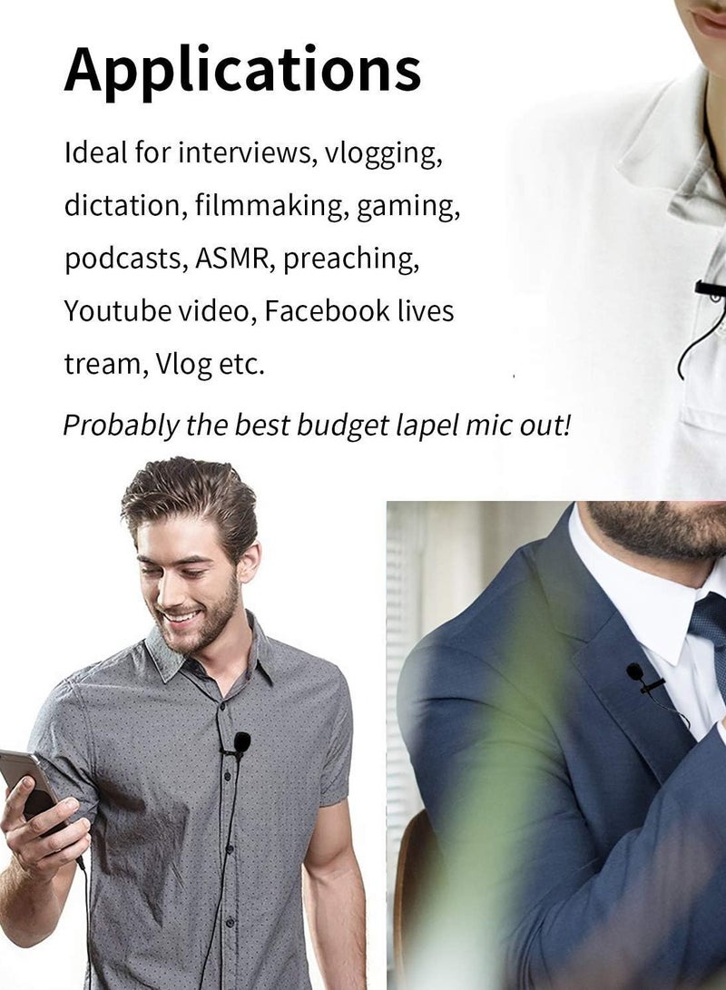 بويا ميكروفون مكثف لافالير 3.5 ملم مع زجاج امامي للهواتف الذكية وكاميرات دي اس ال ار والمسجلات الفيديو من باي ام 1 إضافي أسود - Image 3