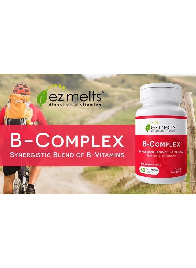 EZ Melts - Dissolvable Vitamin B-Complex with Methyl B12 & Methyl Folate, Sugar-Free, 2-Month Supply - Image 1