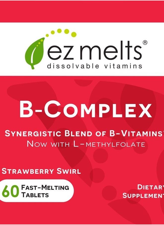 EZ Melts - Dissolvable Vitamin B-Complex with Methyl B12 & Methyl Folate, Sugar-Free, 2-Month Supply - Image 1