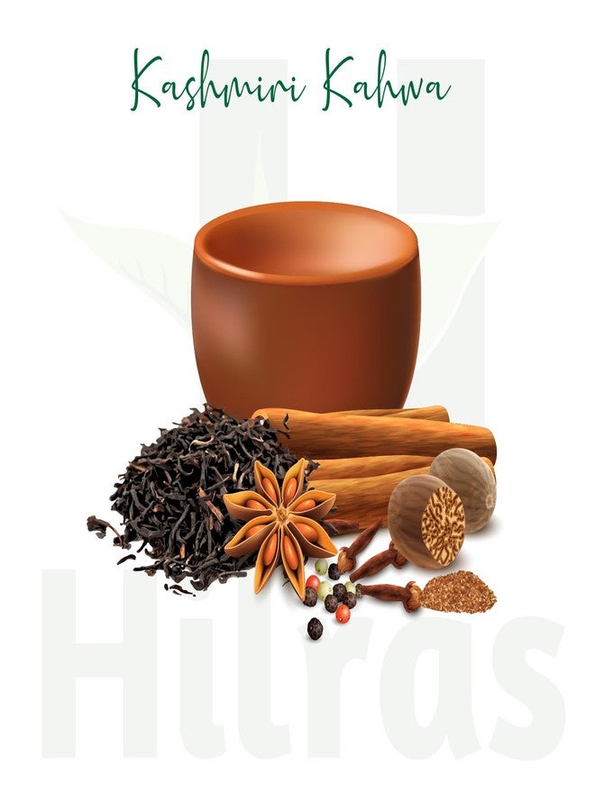 Hilras شاي هيلراس كشميري كاهوا الأخضر - | شاي أخضر مع الزعفران واللوز والتوابل | يعزز المناعة والهضم ونضارة البشرة (100 كيس شاي) - Image 2
