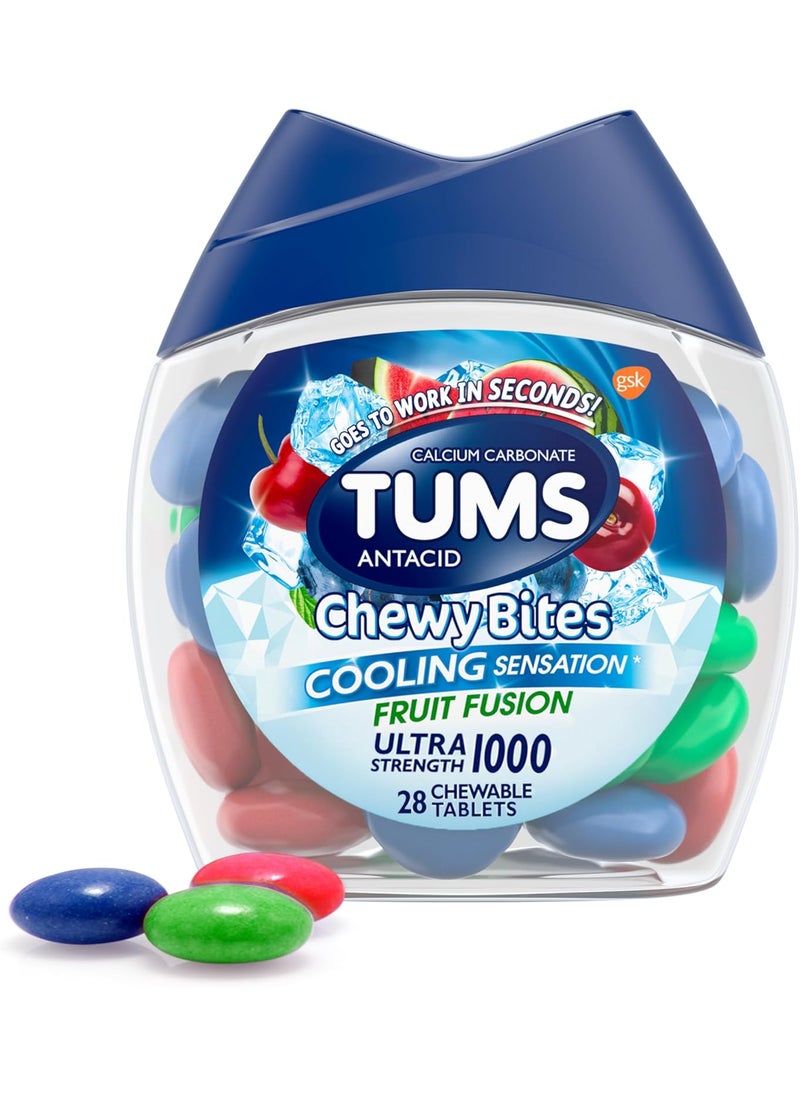 TUMS Tums Chewy Bites Fast Cooling Sensation Antacid, Fruit Fusion, 28 Tablets 