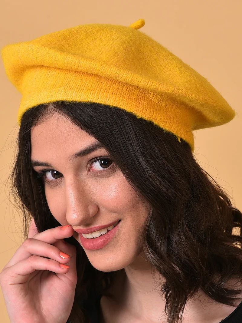 صوص هاوت Mustard Solid Vintage French Beret Hat