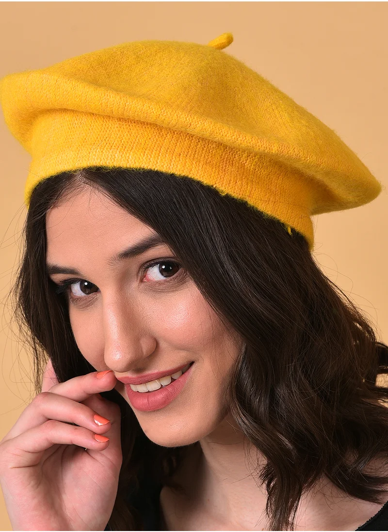 Haute Sauce Mustard Solid Vintage French Beret Hat
