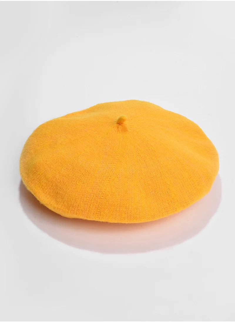 Haute Sauce Mustard Solid Vintage French Beret Hat