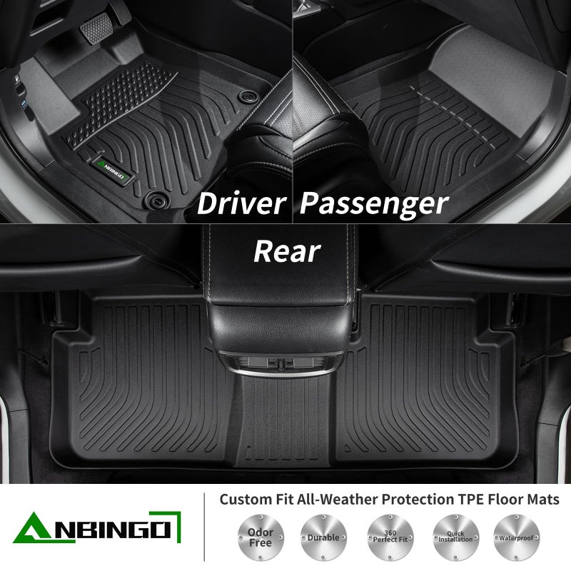 ANBINGOÂ® Floor Mats & Cargo Liner for 2012-2016 Honda CR-V, (LX & SE & EX & No Passenger seat subwoofer) (Not fit Touring) Waterproof Car Mat All Weather Guard TPE Liners, CRV Full Set - Black - Image 2