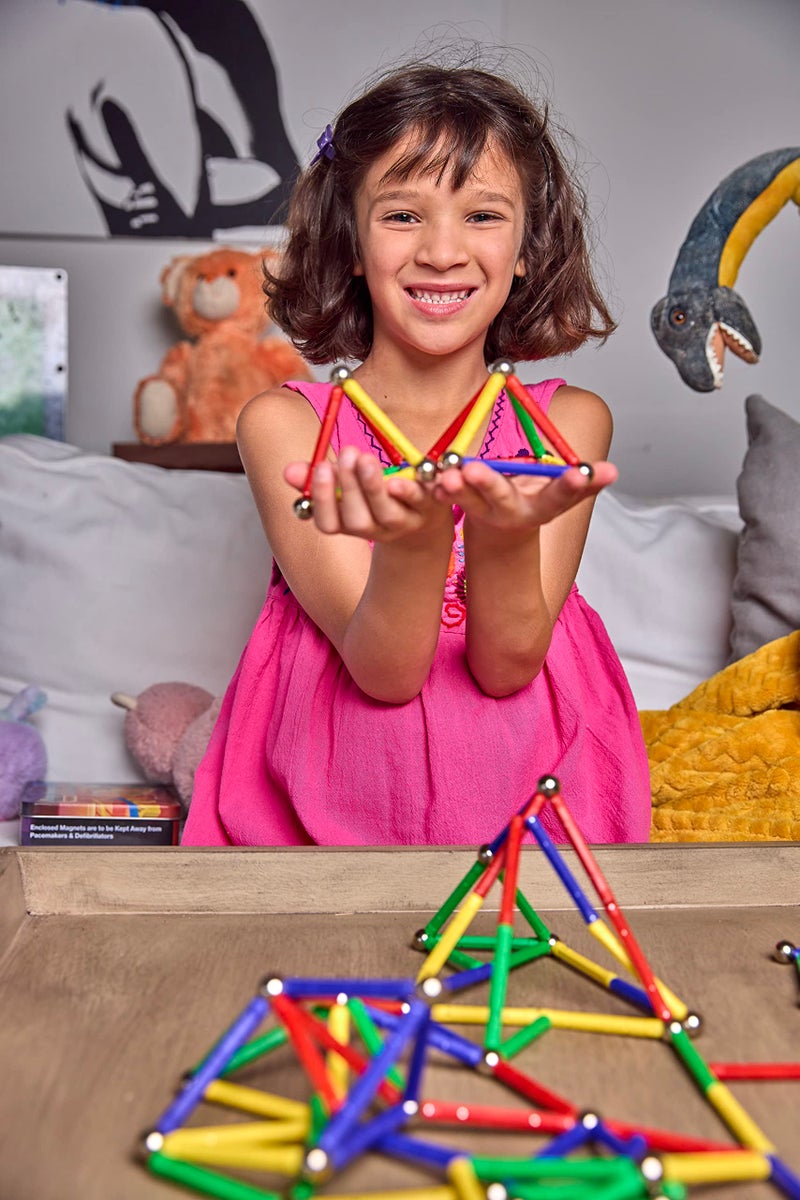 CMS MAGNETICS - (156-Piece Multi-Color Magnet Building Toy Tin Box Case Construction Sticks Set STEM Educational Learning Activity for Brain Development, Creativity, Imagination, Attention Span - Image 5