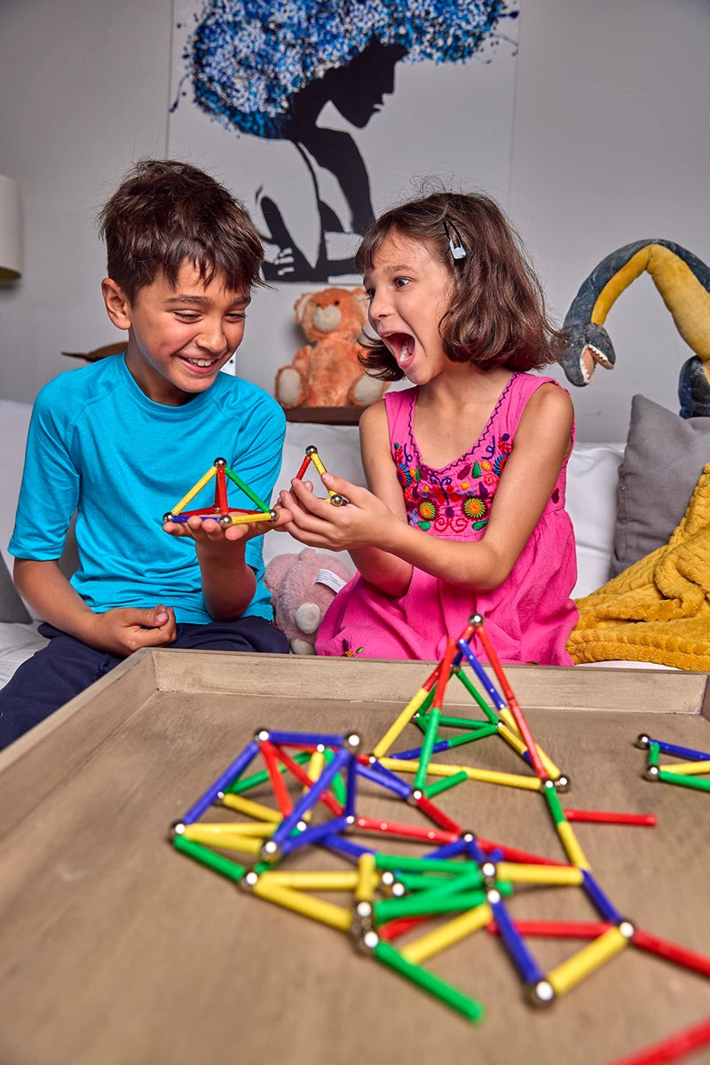 CMS MAGNETICS - (156-Piece Multi-Color Magnet Building Toy Tin Box Case Construction Sticks Set STEM Educational Learning Activity for Brain Development, Creativity, Imagination, Attention Span - Image 4