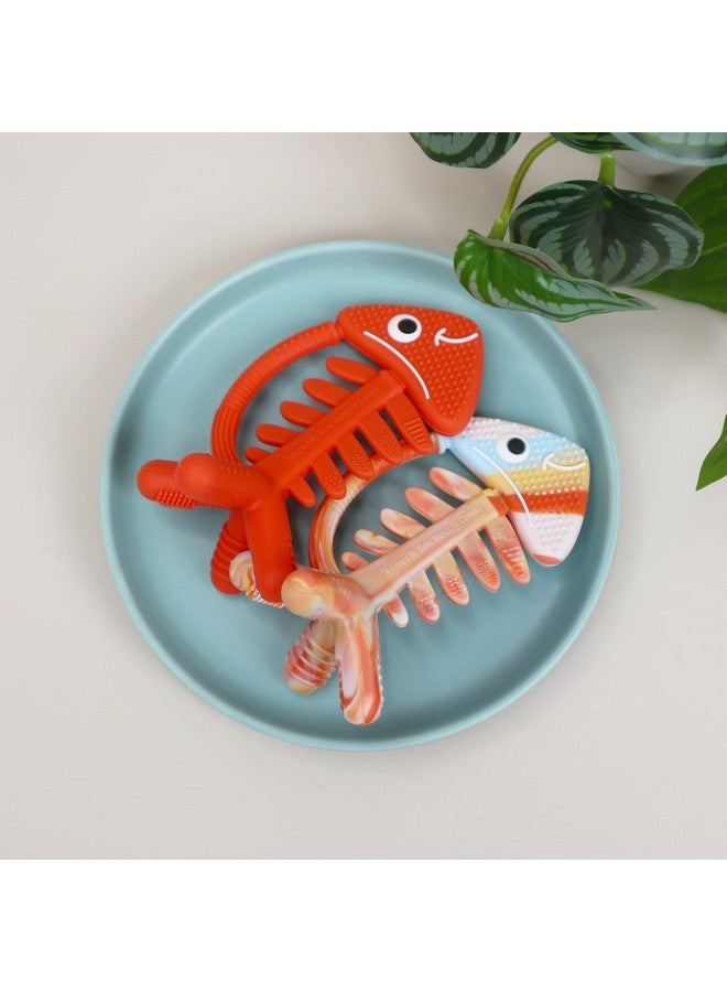Bebe Mondo 3in1 Infant Toys, Baby Teething Toys 0-3-6-12 Months, Teethers for Babies 3-6 6-12 Months for Teething Relief,Baby Teether Gift,Silicone,Sensory Toys,Baby Toys 0-6 Months,USA Patent Pending,Fish,Coral - Image 3