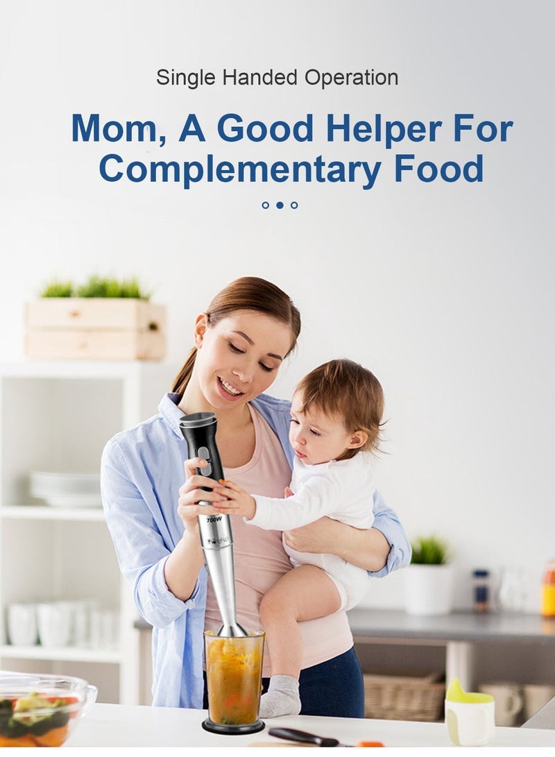 sokany Stainless Steel Hand Blender - 2 Speed Powerful Motor with Durable Stainless Steel Blade & Removable Stick | Ideal for Smoothies, Shakes, Baby Food, & Fruits Silver 700W - Image 4
