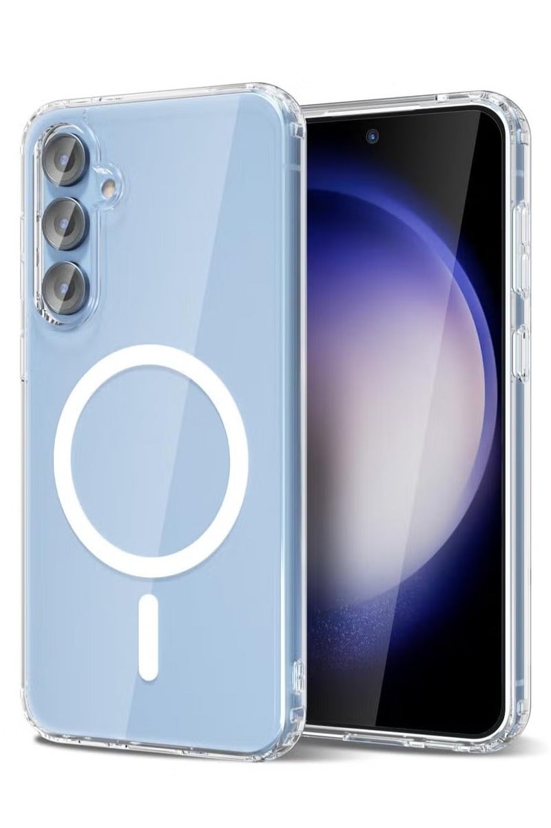 أوميكسبرو جراب مغناطيسي لهاتف Samsung Galaxy S23 مقاس 6.1 بوصة متوافق مع الشحن اللاسلكي MagSafe، غطاء ممتص للصدمات للهاتف، ظهر شفاف مضاد للخدش - Image 1