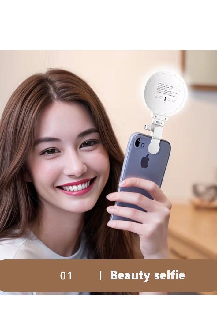 مصباح سيلفي احترافية بمشبك - مصباح LED دائري قابل لإعادة الشحن | 3 أوضاع إضاءة ودرجات سطوع متعددة | إضاءة مثالية للموبايل، اللاب توب، المكياج، مكالمات الفيديو، تيك توك والبث المباشر - - Image 3