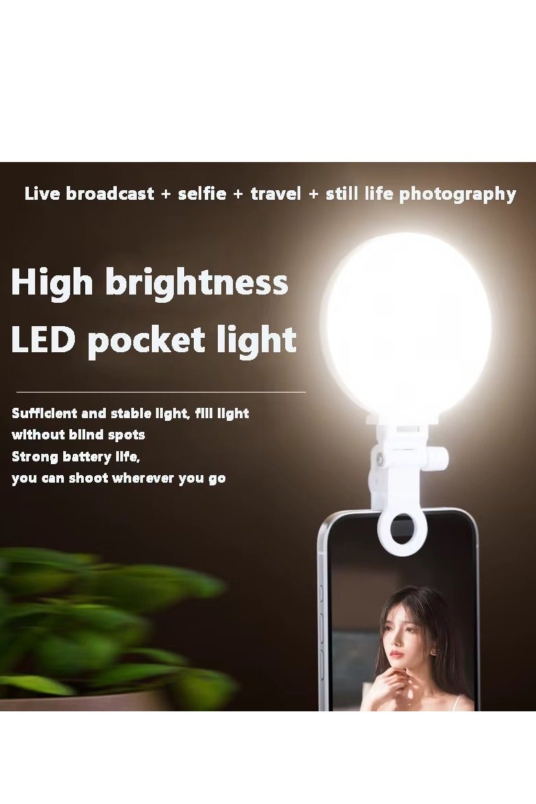 مصباح سيلفي احترافية بمشبك - مصباح LED دائري قابل لإعادة الشحن | 3 أوضاع إضاءة ودرجات سطوع متعددة | إضاءة مثالية للموبايل، اللاب توب، المكياج، مكالمات الفيديو، تيك توك والبث المباشر - - Image 2