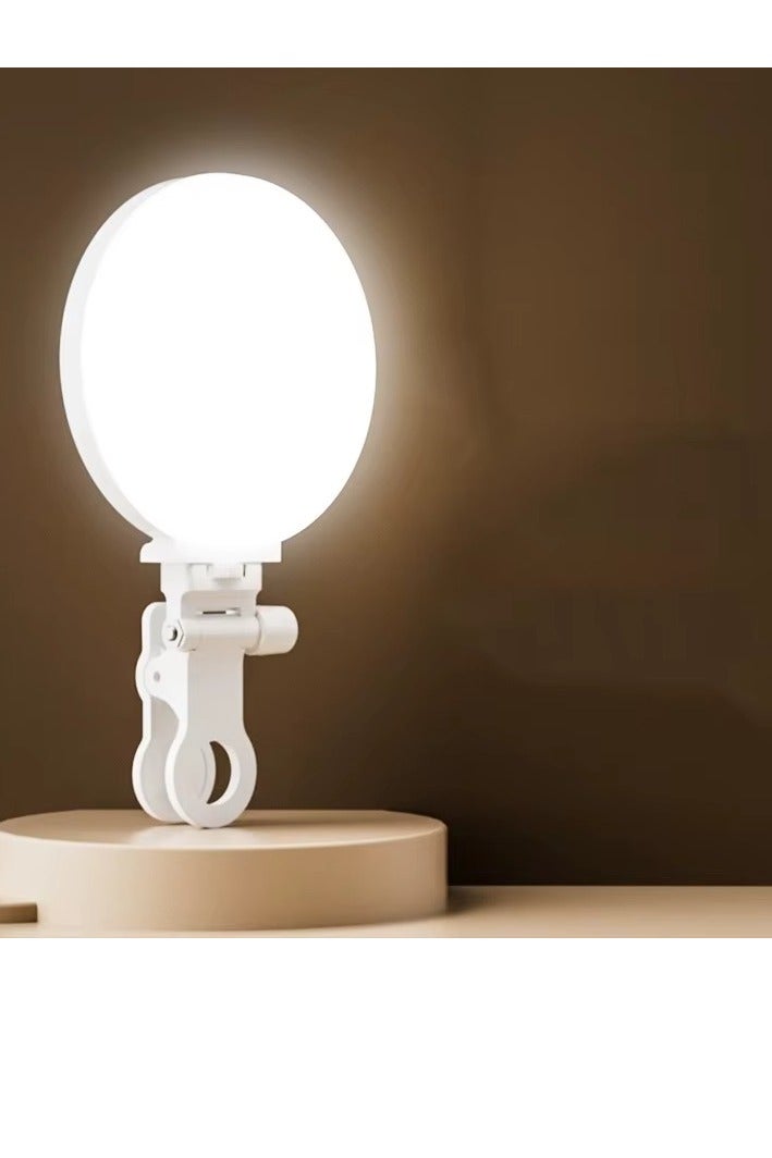 مصباح سيلفي احترافية بمشبك - مصباح LED دائري قابل لإعادة الشحن | 3 أوضاع إضاءة ودرجات سطوع متعددة | إضاءة مثالية للموبايل، اللاب توب، المكياج، مكالمات الفيديو، تيك توك والبث المباشر - - Image 1