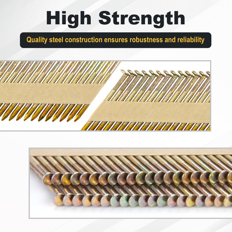 meite 30 Degree Framing Nails 2 Inch x .113 Inch Paper-Collated Ring Shank Nails, Electro-Galvanized Offset Round Head Framing Nails for 30-34 Degree Framing Nailers Decking Fencing, 1,000PCS - Image 5