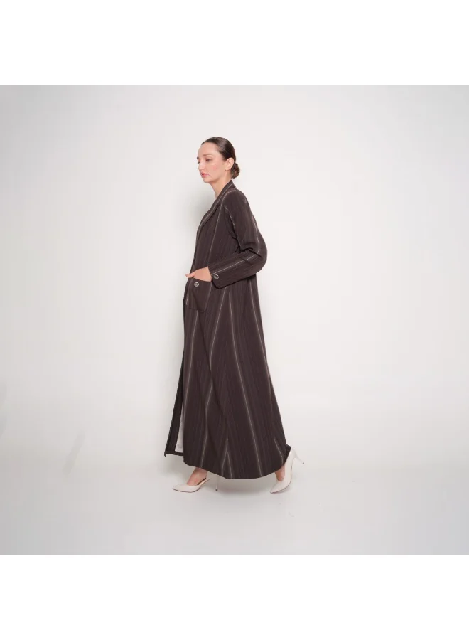 HAWRAA ABAYA Brown quarter-flare blazer with front pockets