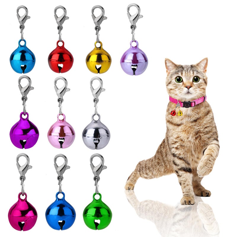 Molain 10 Pcs Cat Dog Collar Bells, Jingle Bell for Cat Collar,Dog Collar Charms,Colourful Pet Small Bells with Clasps Collar Accessories,Festival Party DIY Crafts Decoration - Image 1