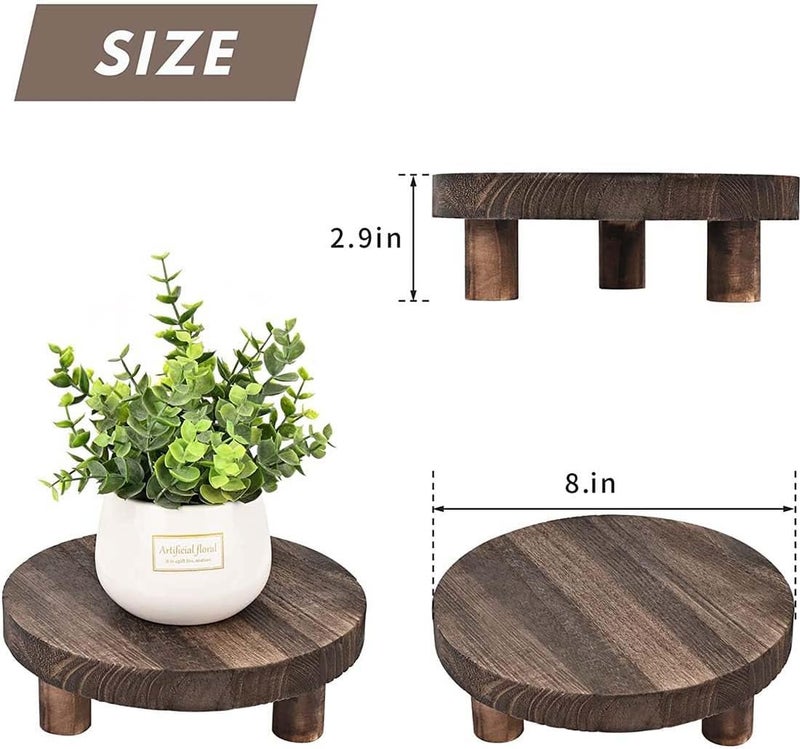 Dantawood Wooden Stool, Round Plant Stand, Wooden Flower Pot Stand, Indoor Outdoor Wooden Plant Pot Holder (2 Round Brackets) - Image 2