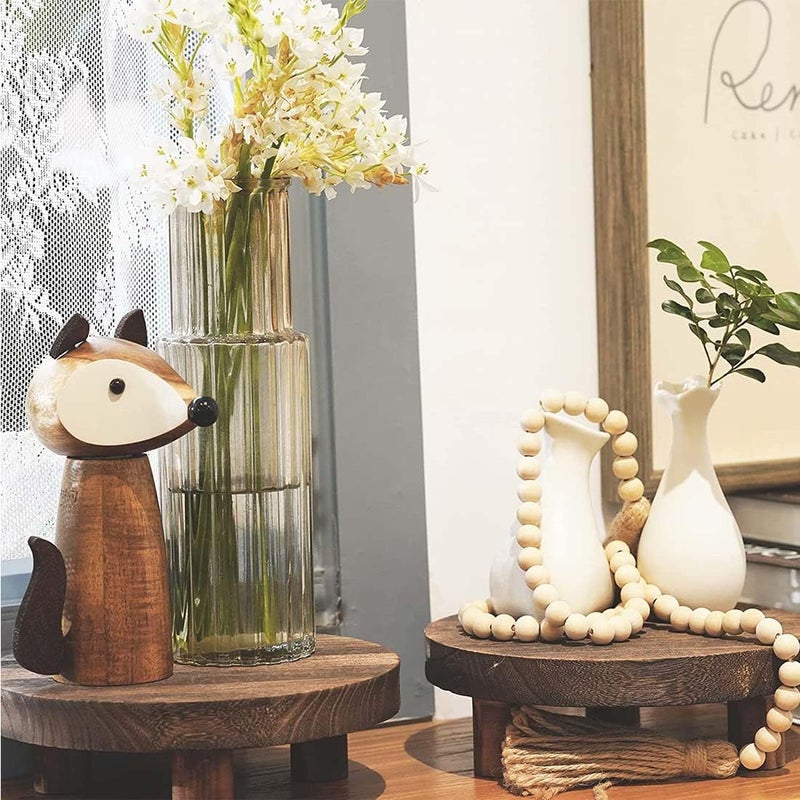 Dantawood Wooden Stool, Round Plant Stand, Wooden Flower Pot Stand, Indoor Outdoor Wooden Plant Pot Holder (2 Round Brackets) - Image 5