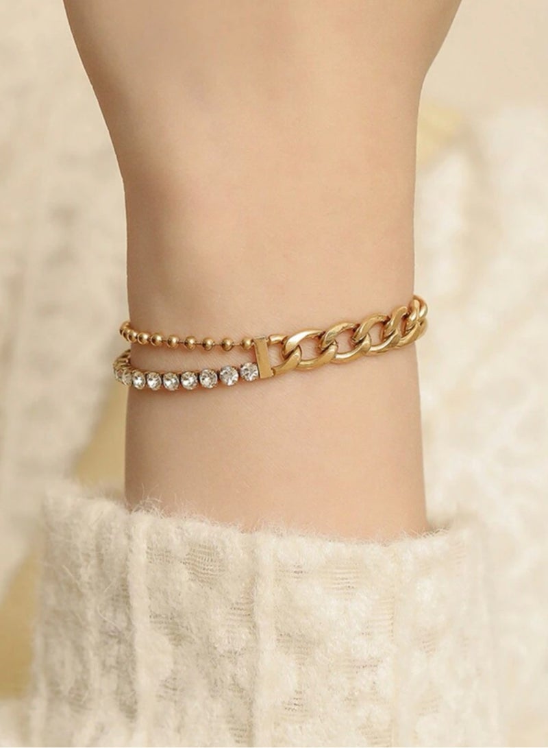 Jewelry 4You 18k Gold Plated Stainless Steel Bracelet For Women Inlaid With Zirconia - Image 1