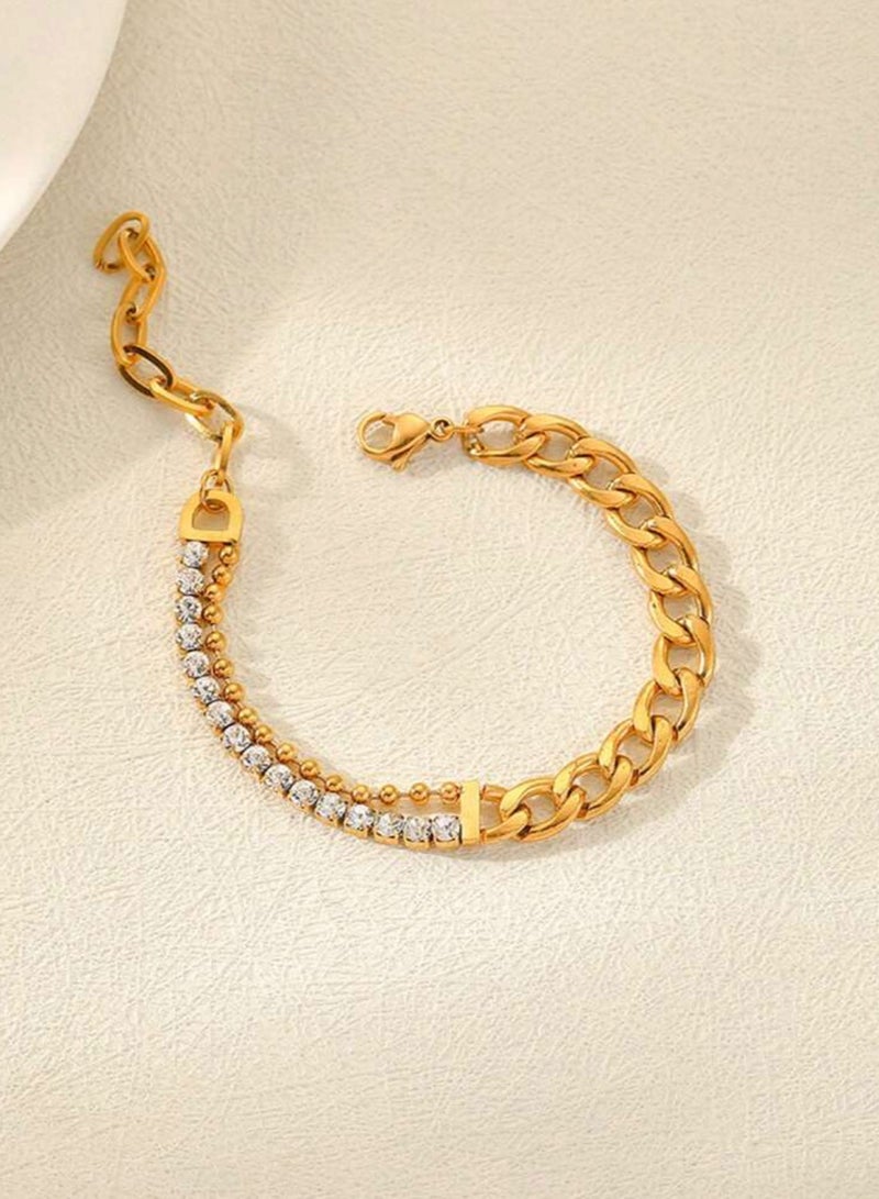 Jewelry 4You 18k Gold Plated Stainless Steel Bracelet For Women Inlaid With Zirconia - Image 4