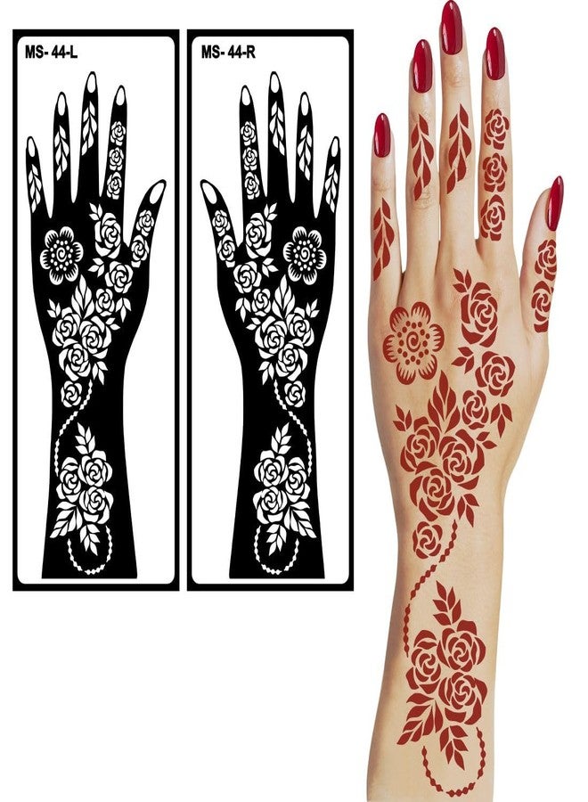 VANVATI Floral Flower for Women Mehndi Stencil Sticker One Set for Both Hand Easy to Apply - Image 4