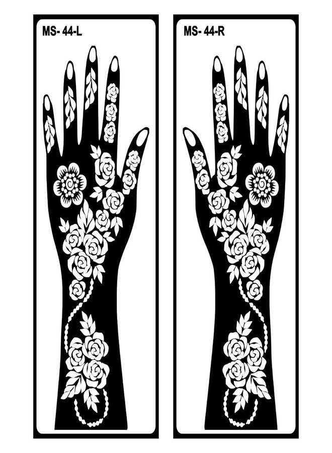 VANVATI Floral Flower for Women Mehndi Stencil Sticker One Set for Both Hand Easy to Apply - Image 2