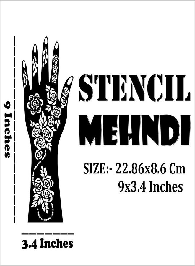VANVATI Floral Flower for Women Mehndi Stencil Sticker One Set for Both Hand Easy to Apply - Image 3