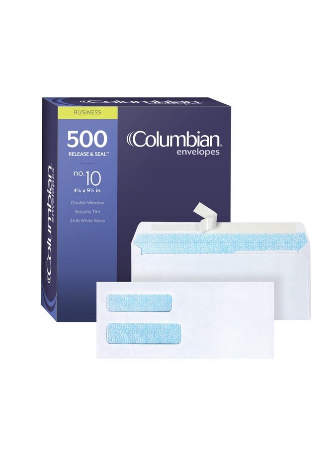 Columbian 10 Doublewindow Security Envelopes 41/8 X 91/2 Inch Self Seal White For Mailing Invoices Statements & Documents 500/Box (Colo338)  - Image 1