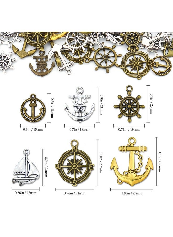JIALEEY Nautical Anchor Rudder Helm Compass Charms 100 Grams Mixed Ship Anchor Wheel Pendants Beads Charms For Diy Necklace Bracelet Jewelry Making Accessories - Image 2