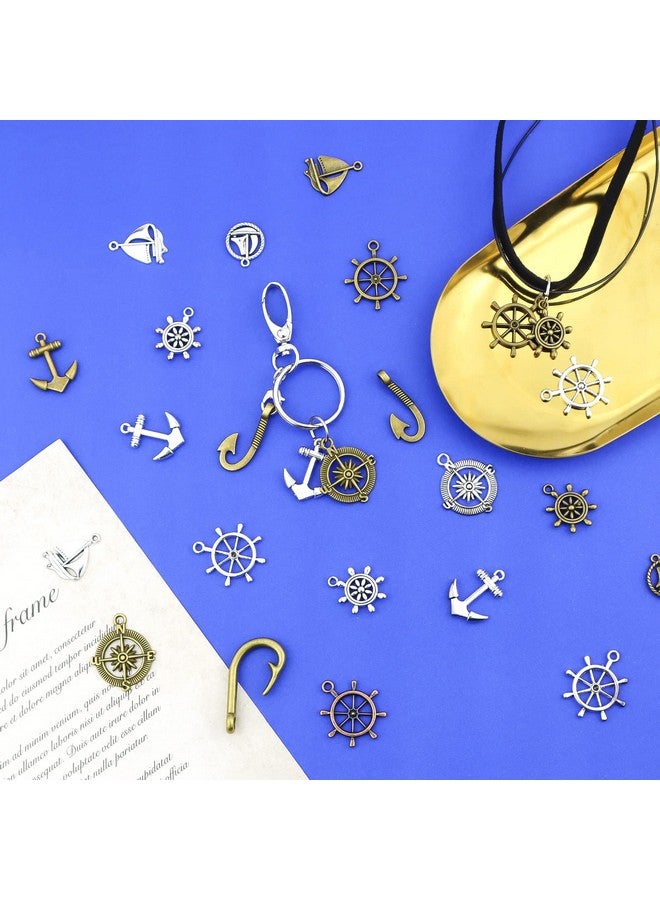 JIALEEY Nautical Anchor Rudder Helm Compass Charms 100 Grams Mixed Ship Anchor Wheel Pendants Beads Charms For Diy Necklace Bracelet Jewelry Making Accessories - Image 5