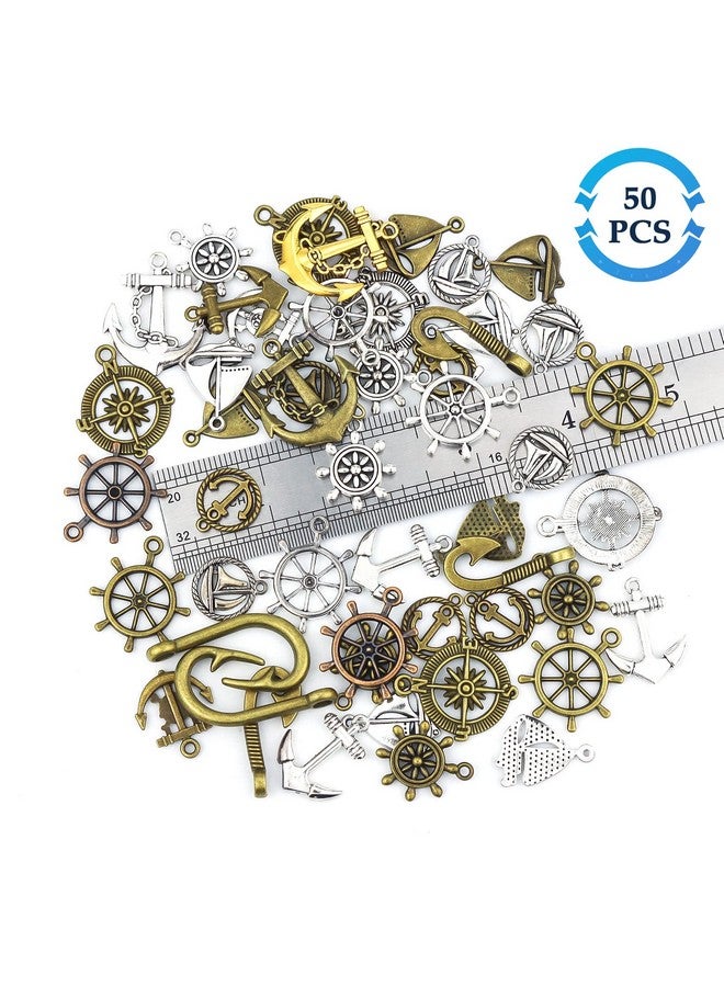 JIALEEY Nautical Anchor Rudder Helm Compass Charms 100 Grams Mixed Ship Anchor Wheel Pendants Beads Charms For Diy Necklace Bracelet Jewelry Making Accessories - Image 4